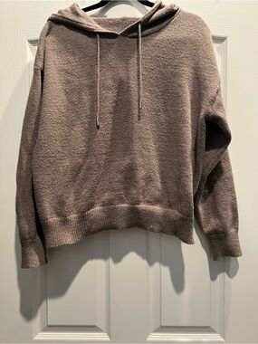 Women's Hooded Crewneck Sweater in Taupe